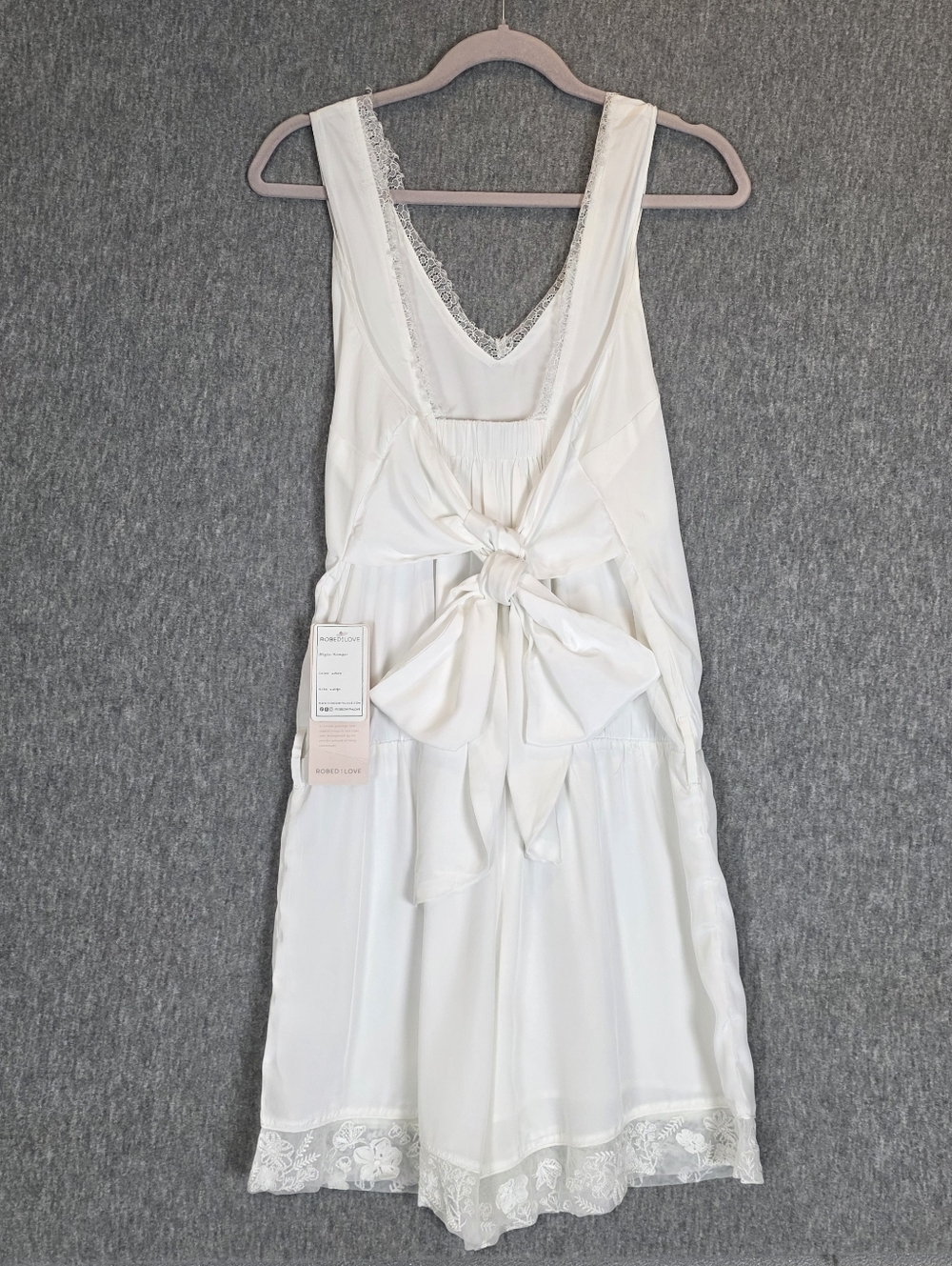 NWT Robed with Love Lace-Trim Sleep Romper Bridal White Wmn's Lg MISSING BELT